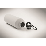 Recycled stainless steel bottle with rubberised finish and carabiner 750 ml white colour fourth photographic view