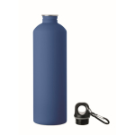 Recycled stainless steel bottle with rubberised finish and carabiner 750 ml royal blue colour second view