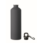Recycled stainless steel bottle with rubberised finish and carabiner 750 ml navy-blue colour second view