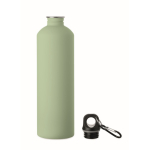 Recycled stainless steel bottle with rubberised finish and carabiner 750 ml mint green colour second view