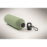 Recycled stainless steel bottle with rubberised finish and carabiner 750 ml mint green colour fourth photographic view