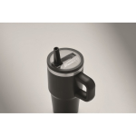 Recycled stainless steel thermal tumbler with lid and straw 500ml black colour fourth photographic view