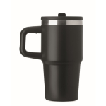 Recycled stainless steel thermal tumbler with lid and straw 500ml black colour sixth view