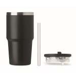 Recycled stainless steel thermal tumbler with lid and straw 500ml black colour seventh view