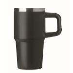 Recycled stainless steel thermal tumbler with lid and straw 500ml black colour eighth view