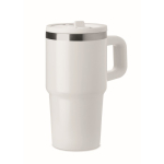 Recycled stainless steel thermal tumbler with lid and straw 500ml white colour second view