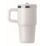 Recycled stainless steel thermal tumbler with lid and straw 500ml white colour sixth view