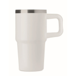 Recycled stainless steel thermal tumbler with lid and straw 500ml white colour eighth view