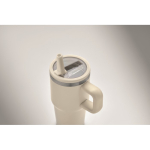 Recycled stainless steel thermal tumbler with lid and straw 500ml beige colour fourth photographic view