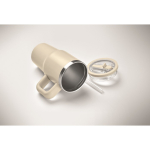 Recycled stainless steel thermal tumbler with lid and straw 500ml beige colour fifth photographic view