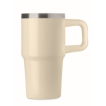 Recycled stainless steel thermal tumbler with lid and straw 500ml beige colour eighth view