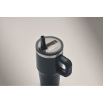 Recycled stainless steel thermal tumbler with lid and straw 500ml navy-blue colour fourth photographic view
