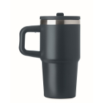 Recycled stainless steel thermal tumbler with lid and straw 500ml navy-blue colour sixth view
