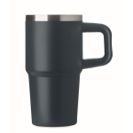Recycled stainless steel thermal tumbler with lid and straw 500ml navy-blue colour eighth view