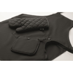 Recycled cotton kitchen set with quilted stitching 180 g/m² black colour second photographic view