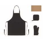 Recycled cotton kitchen set with quilted stitching 180 g/m² black colour fourth view