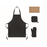 Recycled cotton kitchen set with quilted stitching 180 g/m² black colour fifth view