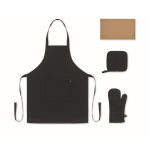 Recycled cotton kitchen set with quilted stitching 180 g/m² black colour sixth view