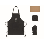 Recycled cotton kitchen set with quilted stitching 180 g/m² black colour main view