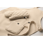 Recycled cotton kitchen set with quilted stitching 180 g/m² beige colour second photographic view