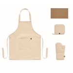 Recycled cotton kitchen set with quilted stitching 180 g/m² beige colour fourth view