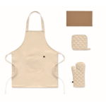 Recycled cotton kitchen set with quilted stitching 180 g/m² beige colour fifth view