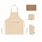 Recycled cotton kitchen set with quilted stitching 180 g/m² beige colour sixth view