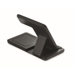 Foldable 3-in-1 wireless charging station with integrated stand 15W black colour fourth view
