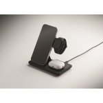 Foldable 3-in-1 wireless charging station with integrated stand 15W black colour sixth photographic view