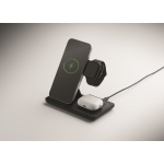Foldable 3-in-1 wireless charging station with integrated stand 15W black colour sixth view