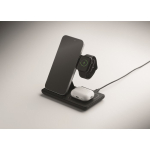 Foldable 3-in-1 wireless charging station with integrated stand 15W black colour