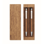 Wooden writing set with blue ink pen and mechanical pencil wood colour second view