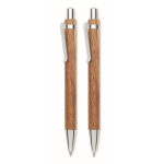 Wooden writing set with blue ink pen and mechanical pencil wood colour third view