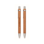 Wooden writing set with blue ink pen and mechanical pencil wood colour view with print area
