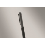 Recycled aluminium twist pen with rubber finish black colour third photographic view