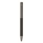 Recycled aluminium twist pen with rubber finish black colour sixth view
