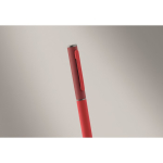 Recycled aluminium twist pen with rubber finish red colour second photographic view