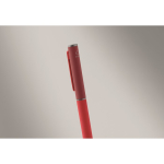 Recycled aluminium twist pen with rubber finish red colour third photographic view