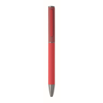 Recycled aluminium twist pen with rubber finish red colour fourth view
