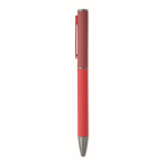 Recycled aluminium twist pen with rubber finish red colour fifth view
