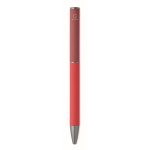 Recycled aluminium twist pen with rubber finish red colour sixth view