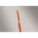 Recycled aluminium twist pen with rubber finish orange colour second photographic view