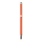 Recycled aluminium twist pen with rubber finish orange colour fourth view