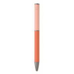 Recycled aluminium twist pen with rubber finish orange colour sixth view