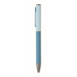 Recycled aluminium twist pen with rubber finish turquoise colour fifth view