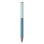 Recycled aluminium twist pen with rubber finish turquoise colour sixth view