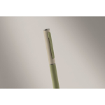 Recycled aluminium twist pen with rubber finish mint green colour second photographic view