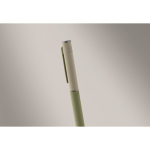 Recycled aluminium twist pen with rubber finish mint green colour third photographic view