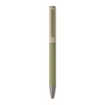 Recycled aluminium twist pen with rubber finish mint green colour fourth view