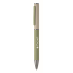 Recycled aluminium twist pen with rubber finish mint green colour second main view